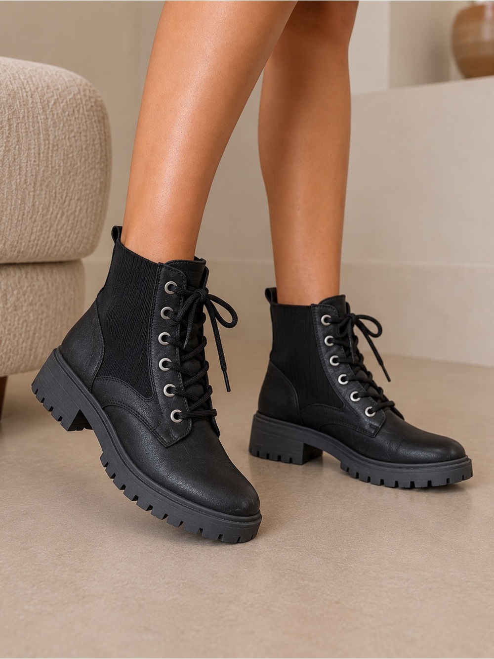 Black lace boots